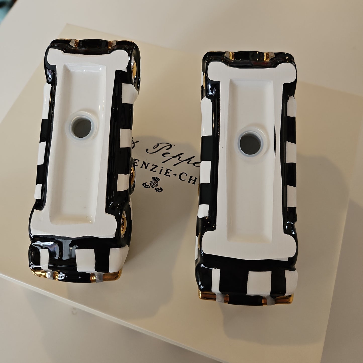 *SOLD* MacKenzie-Childs Check Truck Salt & Pepper Shakers