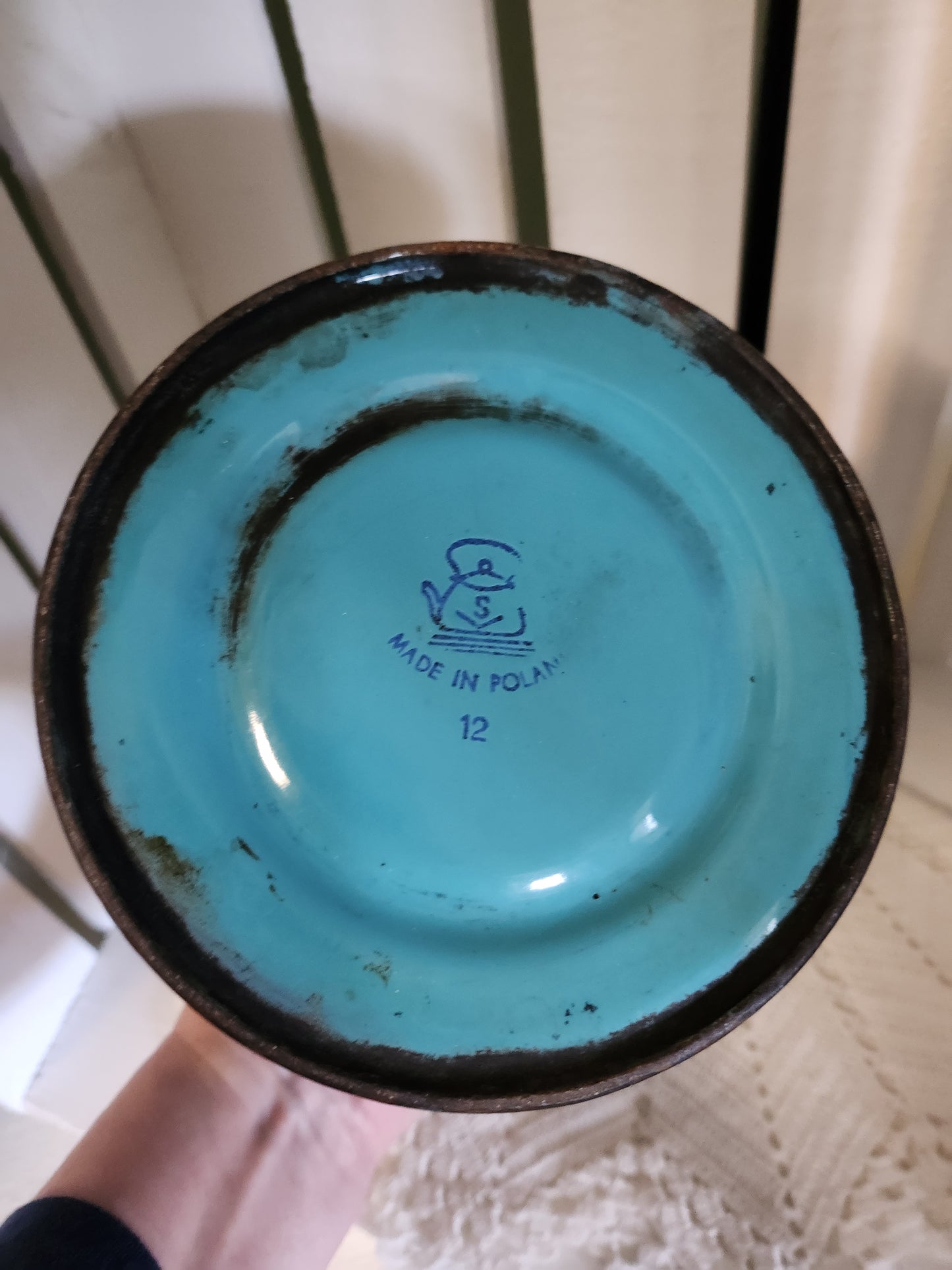 Vintage Turquoise Enamel Coffee Kettle