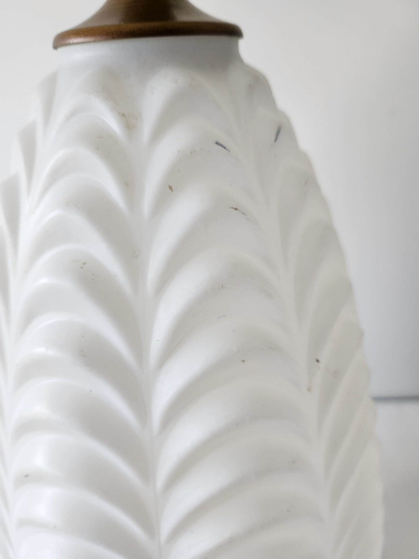 *SOLD* Mid Century Frosted Draped Glass Lamp Shade