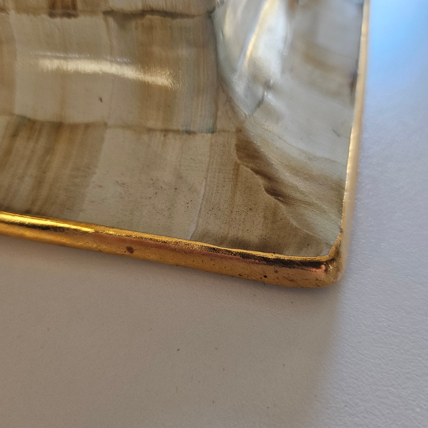*SOLD* MacKenzie-Childs Vintage Parchment Check Hanging Light Swag