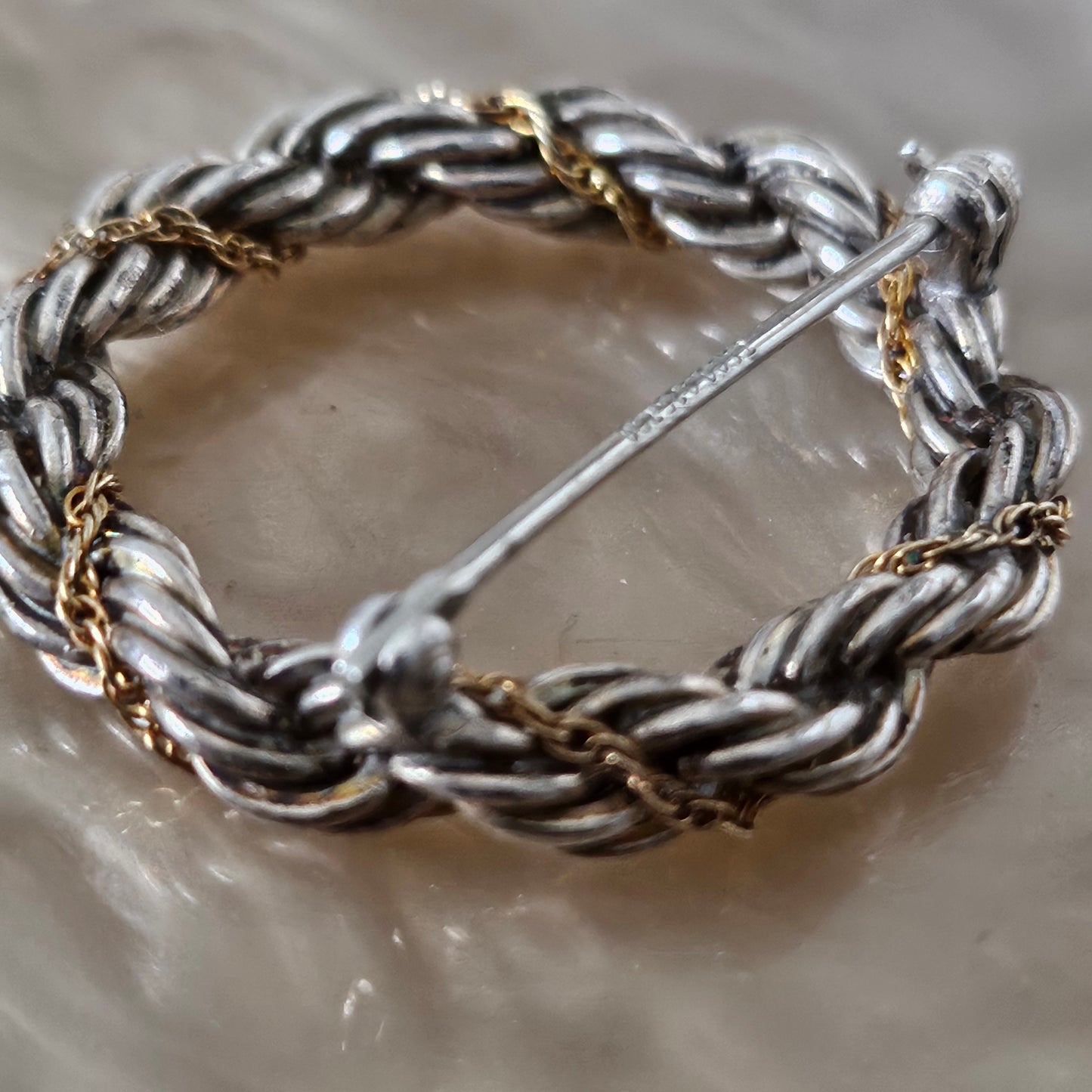 Tiffany & Co. Twisted Circle Brooch Silver and 18K