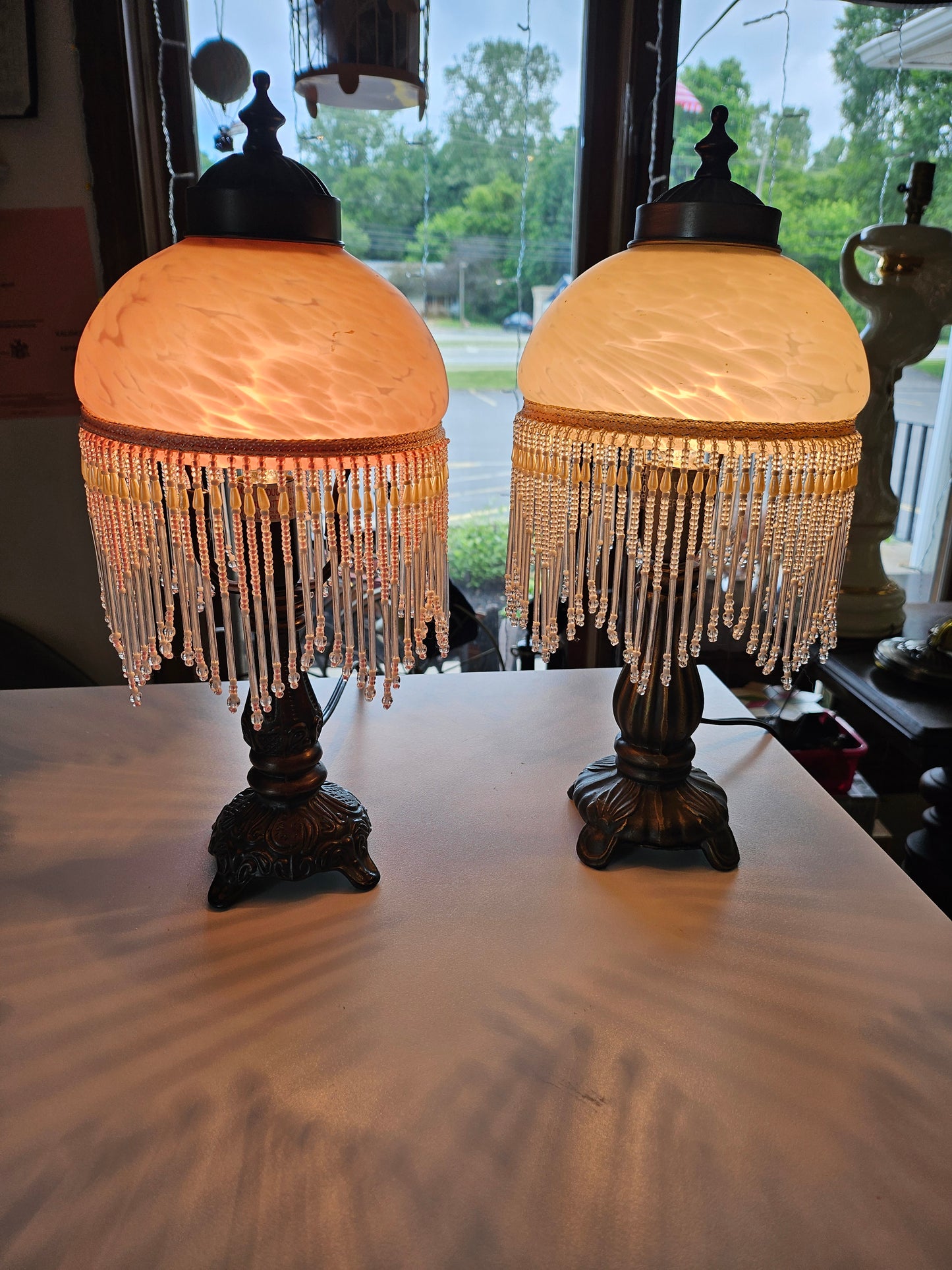 *Sold* Beaded Boudoir Lamps
