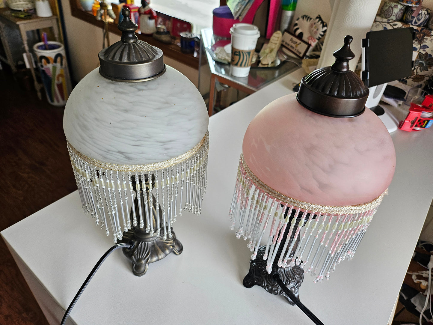 *Sold* Beaded Boudoir Lamps