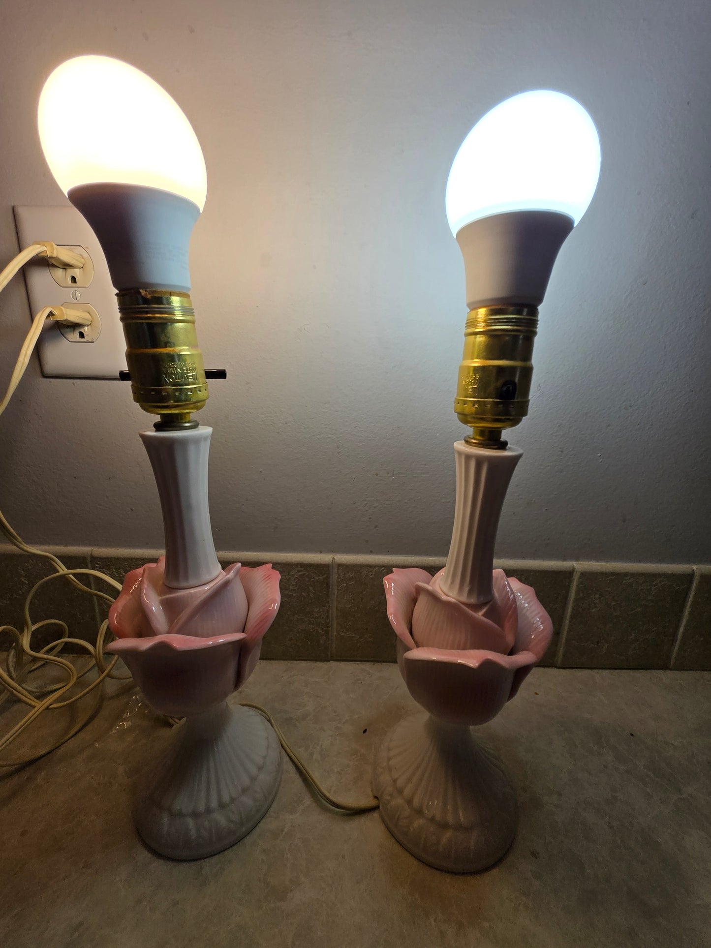 *SOLD*Pink Tulip Lamps (2)