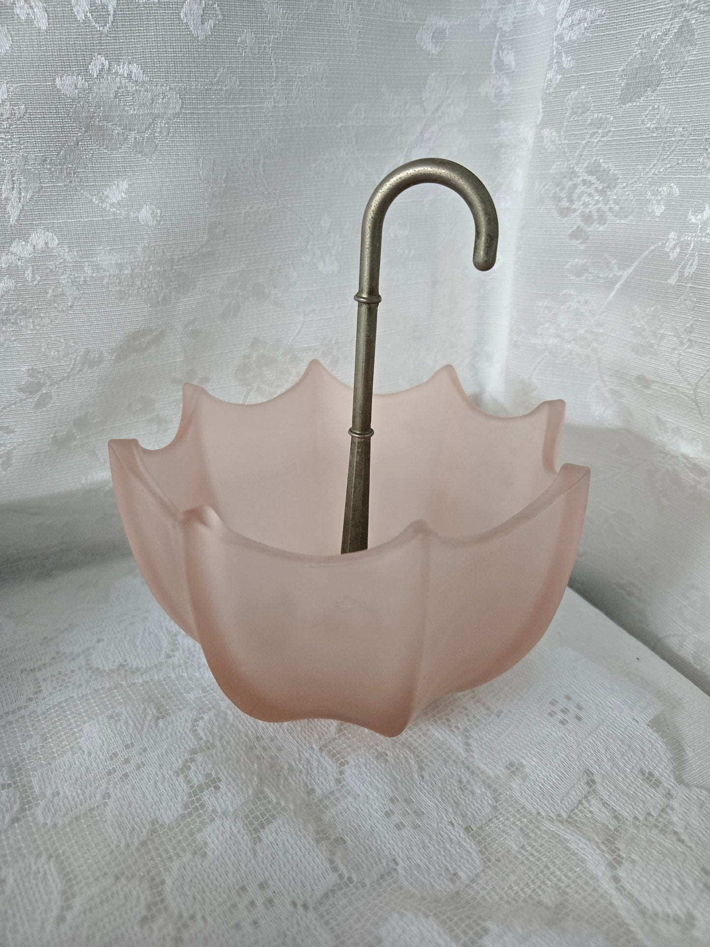 Pink Frosted Glass Umbrella Decor