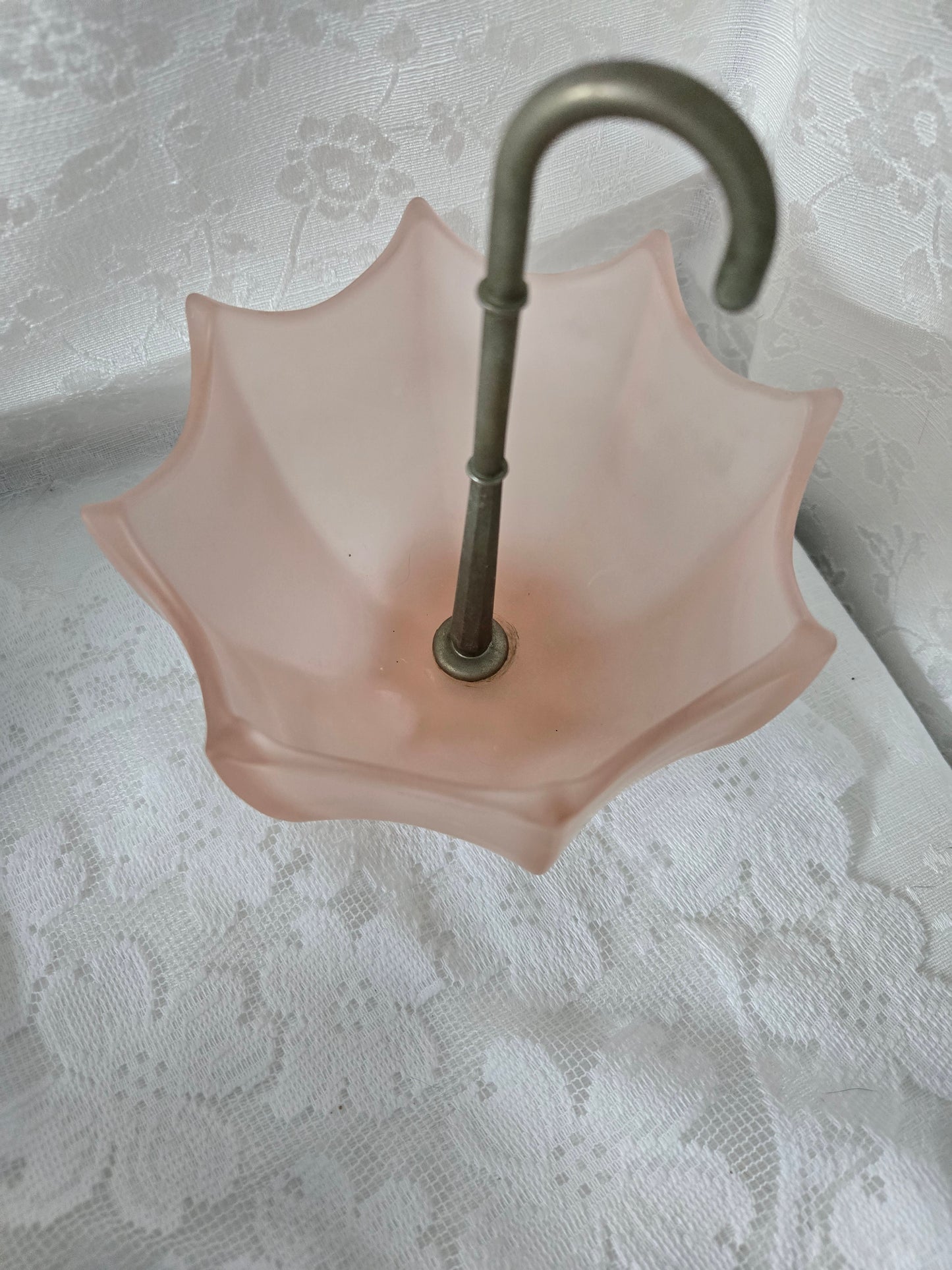 Pink Frosted Glass Umbrella Decor