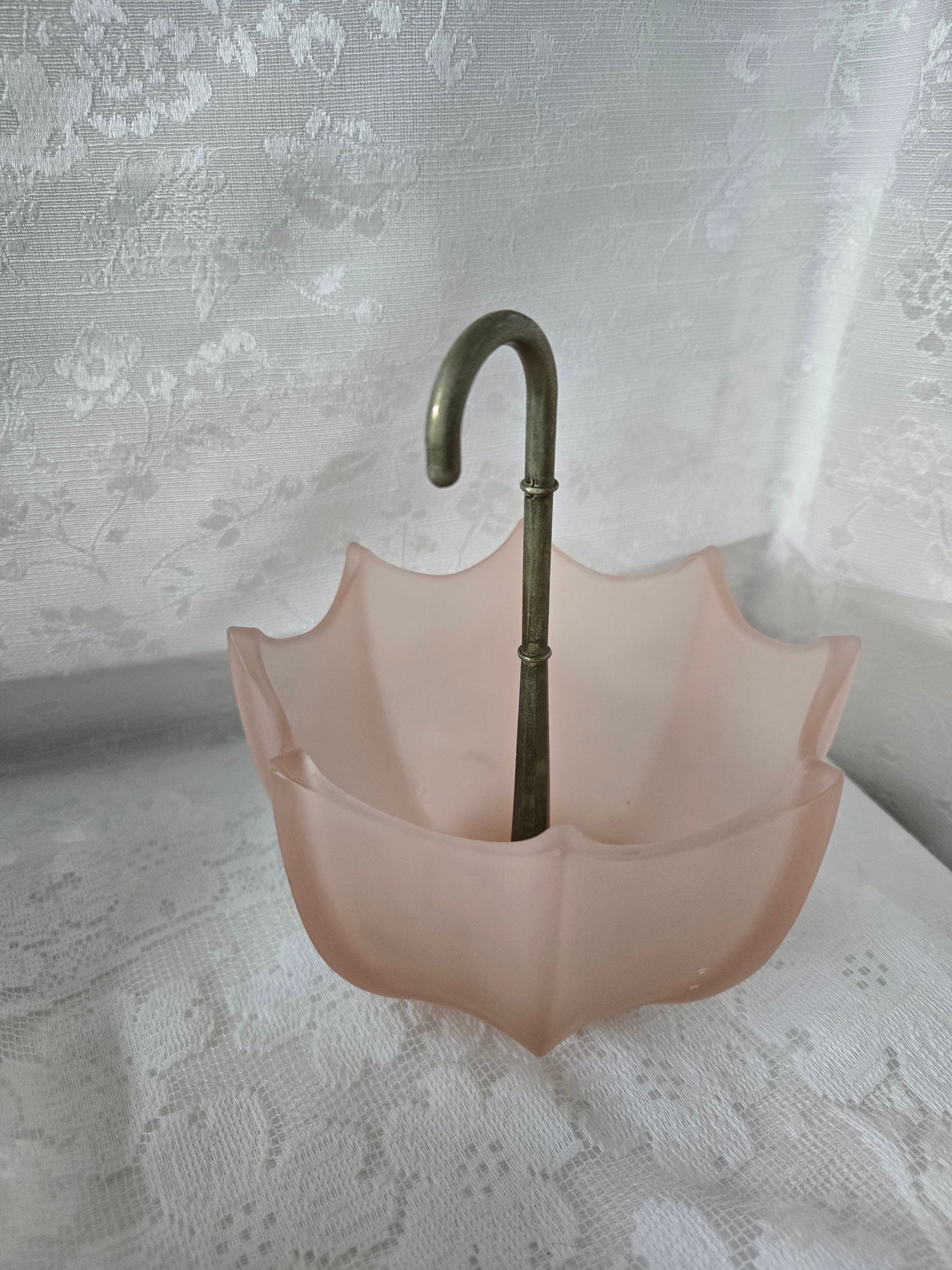 Pink Frosted Glass Umbrella Decor
