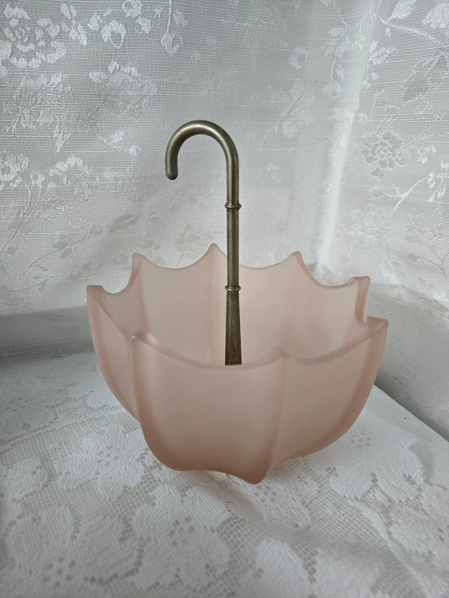 Pink Frosted Glass Umbrella Decor