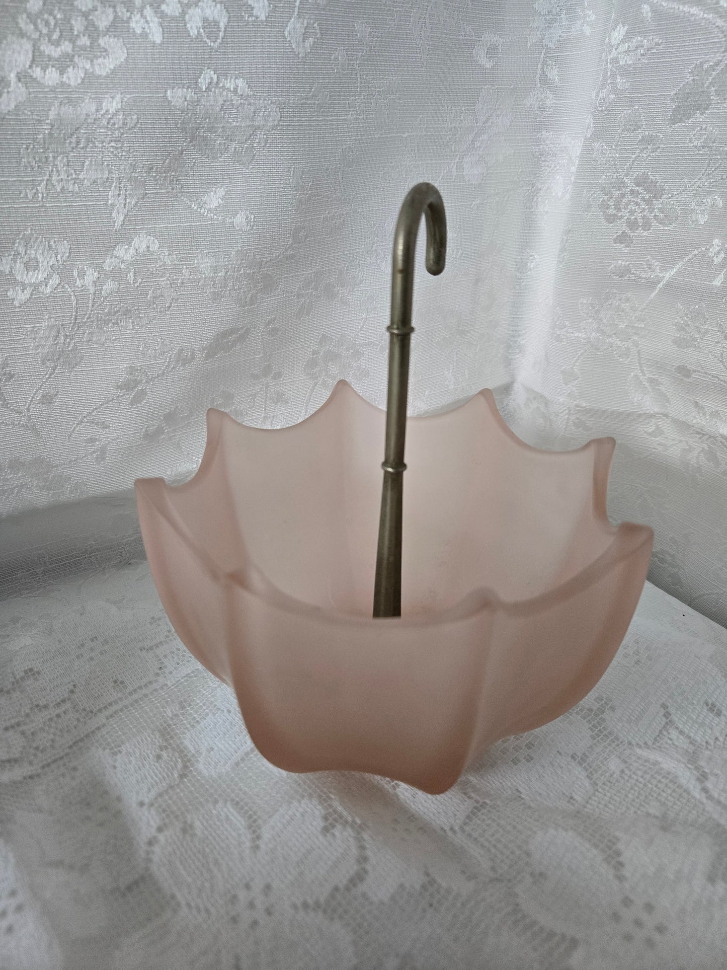Pink Frosted Glass Umbrella Decor