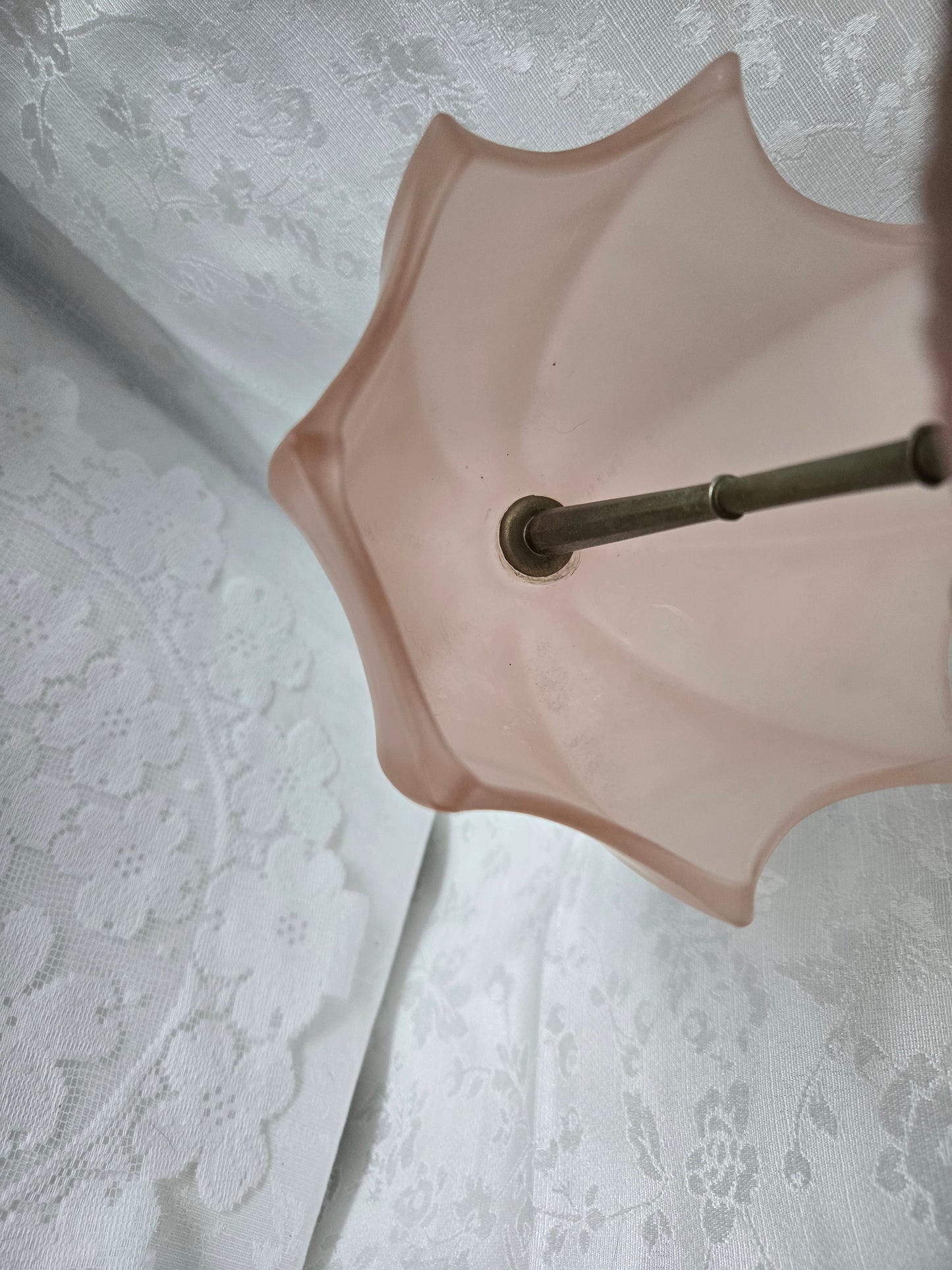 Pink Frosted Glass Umbrella Decor
