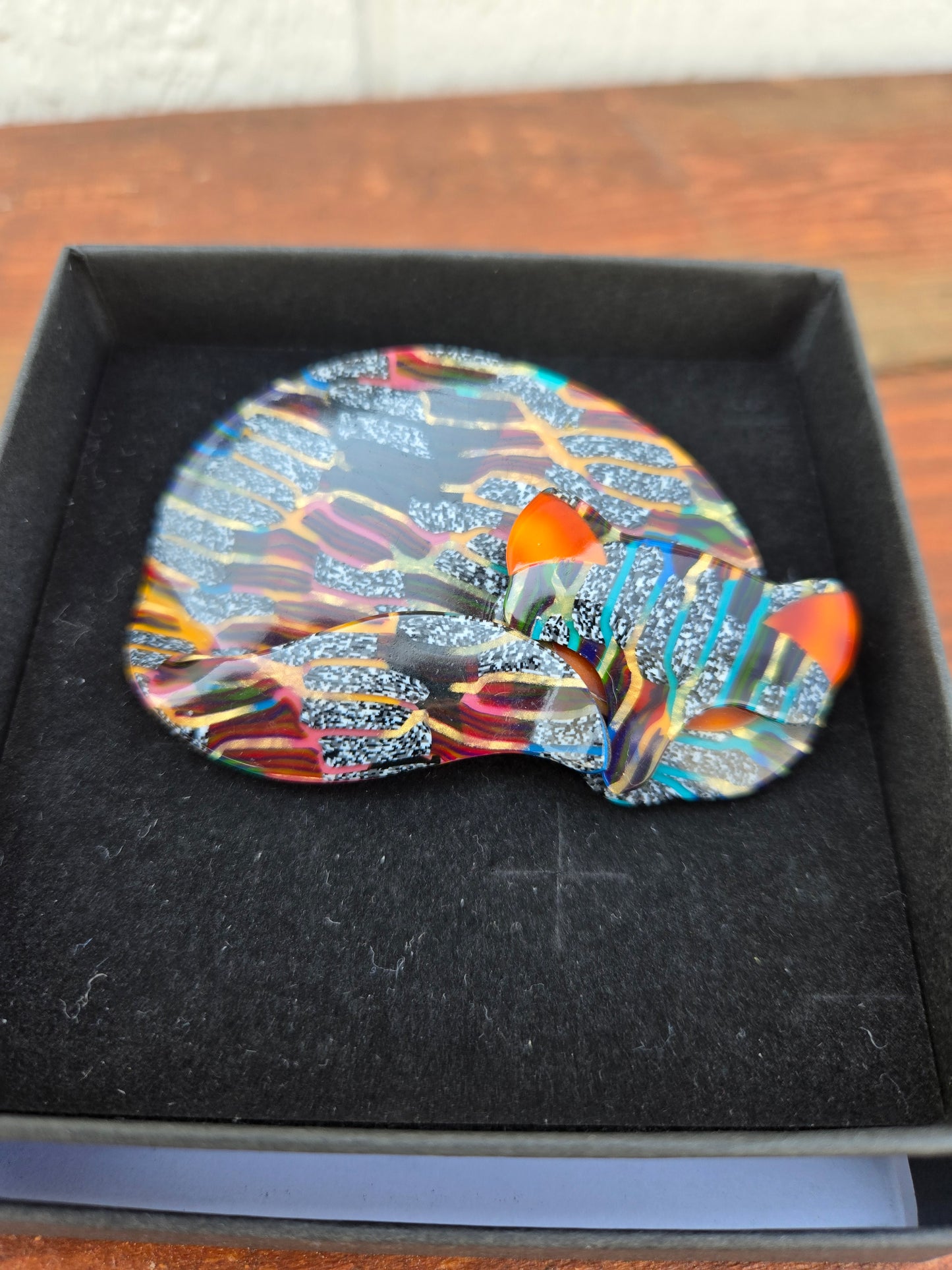 Lea Stein Paris Celluloid Cat Brooch