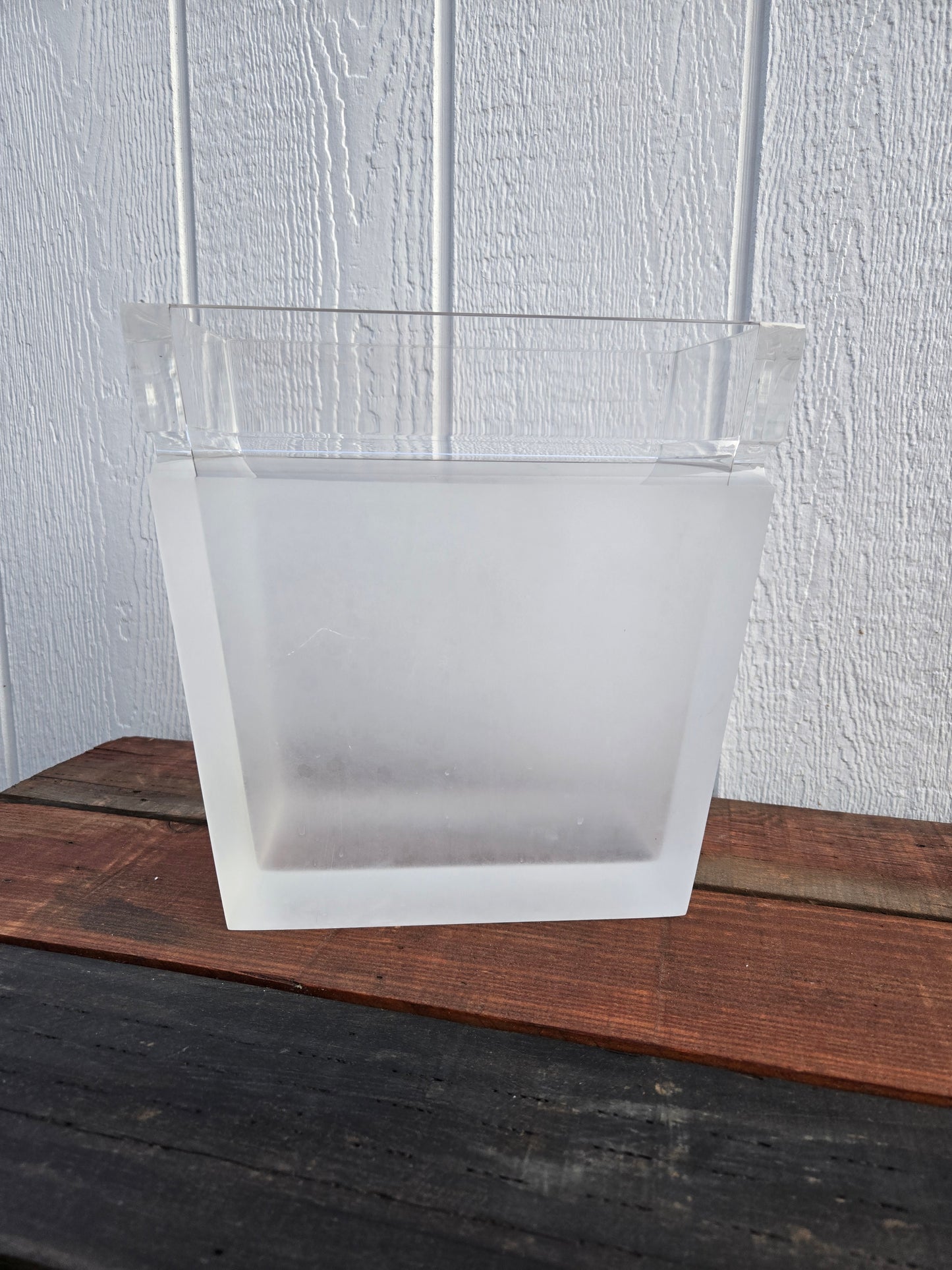 Mid Century Frosted Lucite Waste Bin