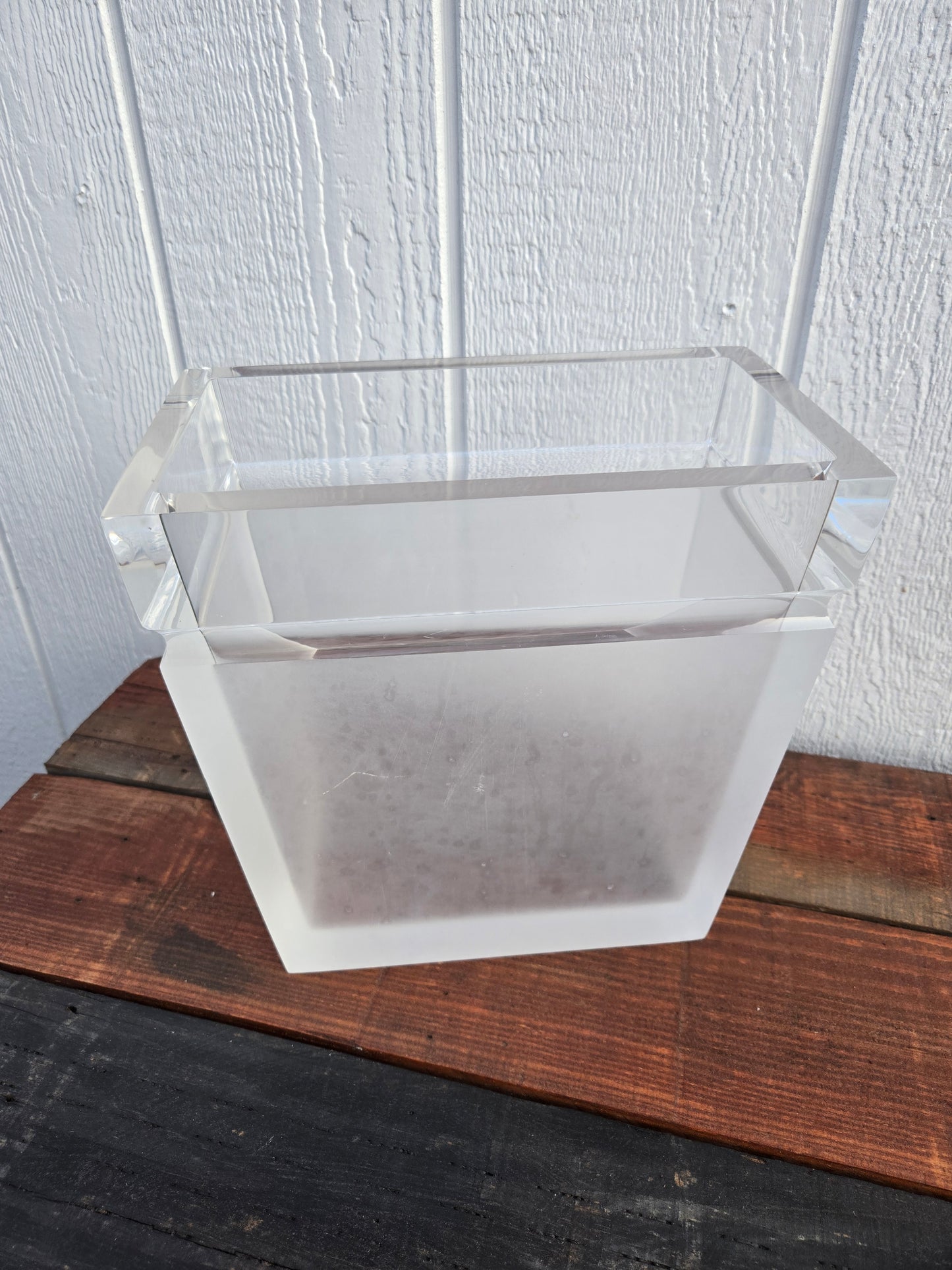 Mid Century Frosted Lucite Waste Bin