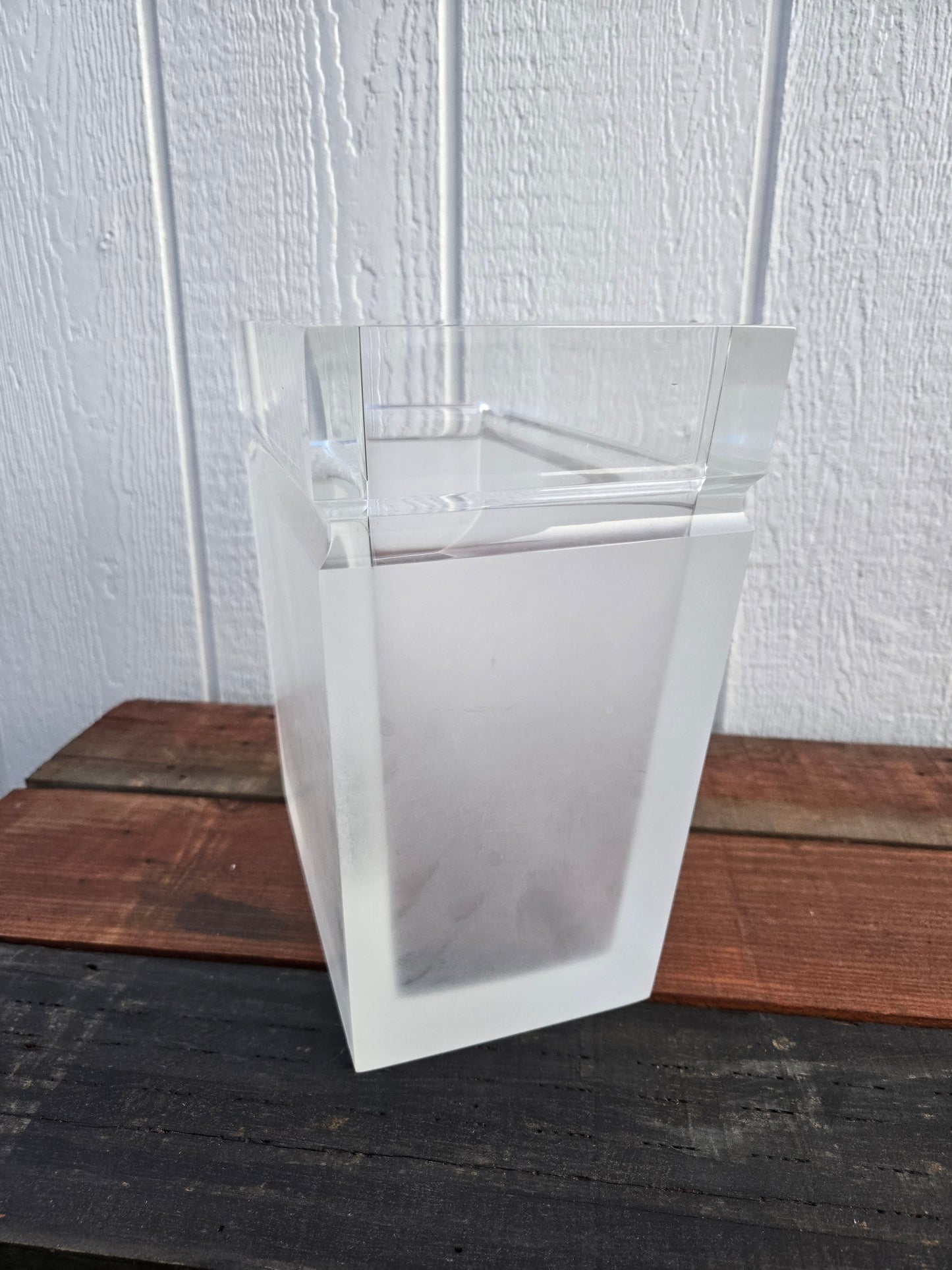 Mid Century Frosted Lucite Waste Bin