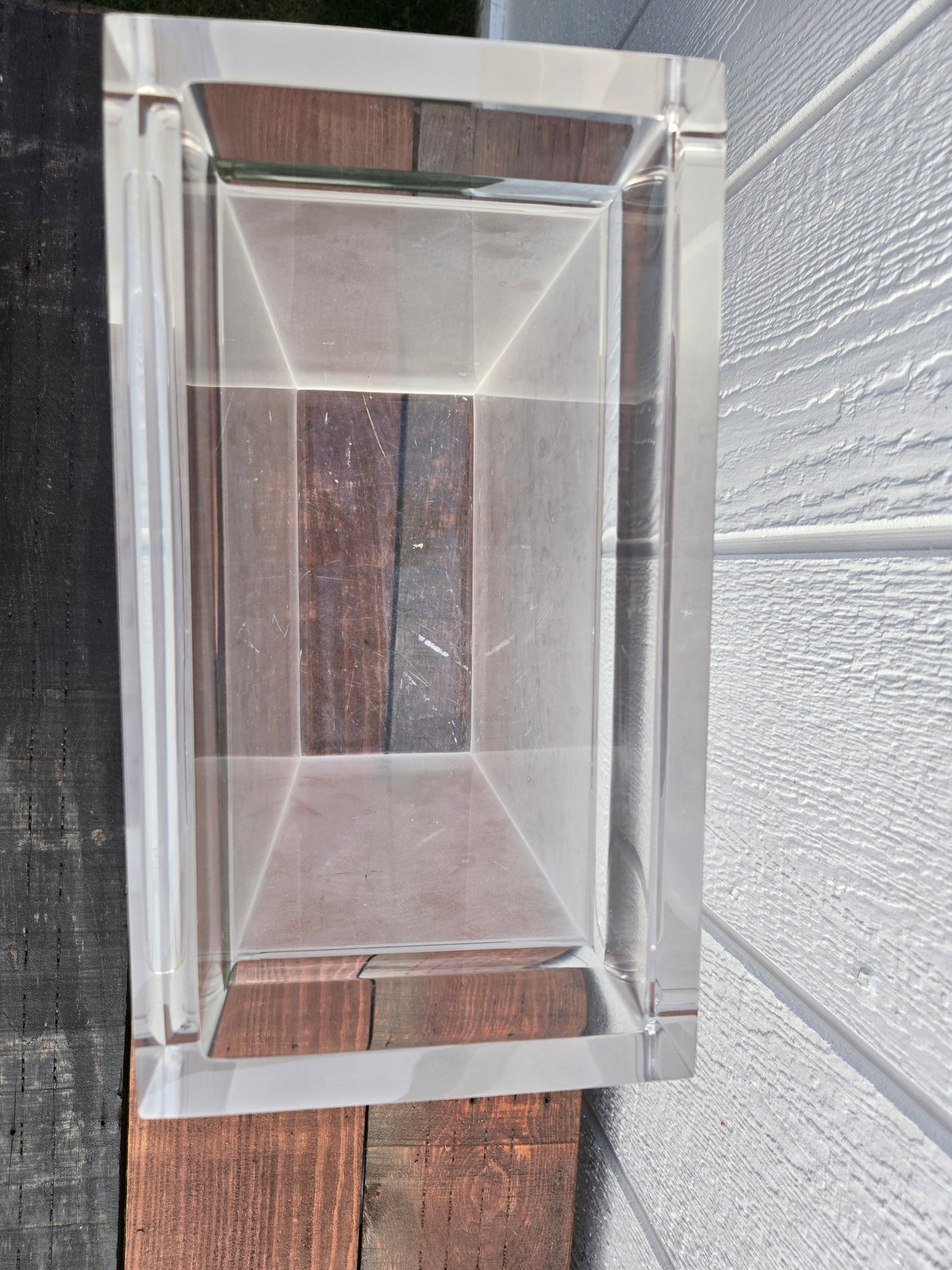 Mid Century Frosted Lucite Waste Bin