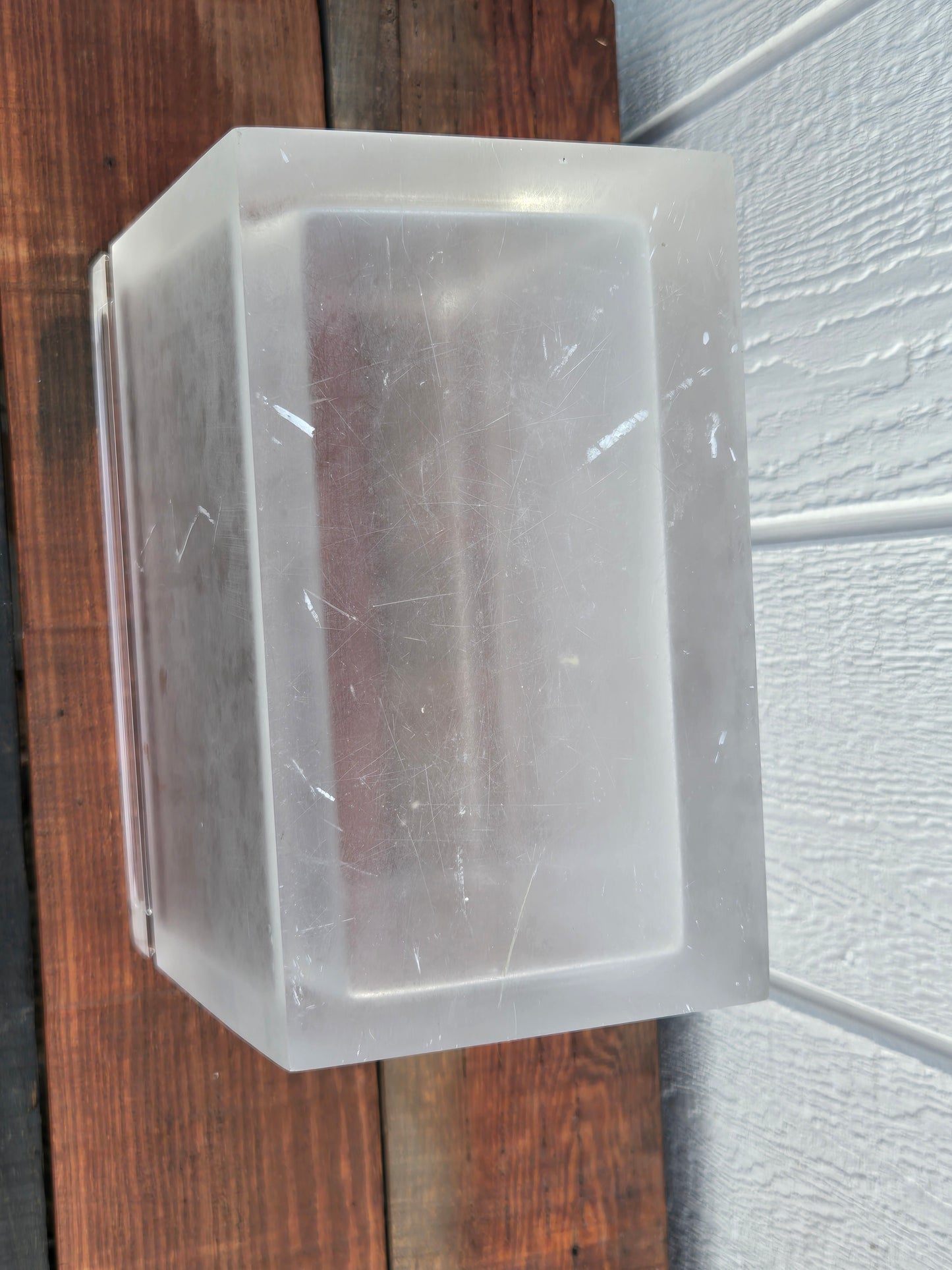 Mid Century Frosted Lucite Waste Bin