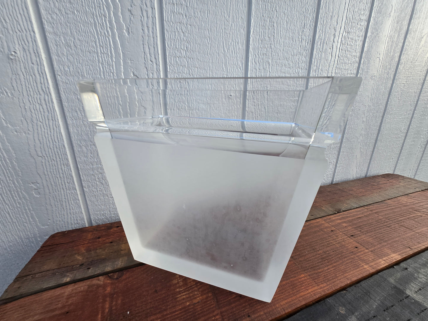 Mid Century Frosted Lucite Waste Bin