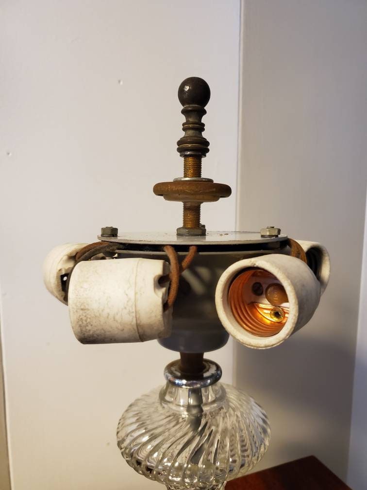 Vintage Crystal Semi-Mount Light Fixture