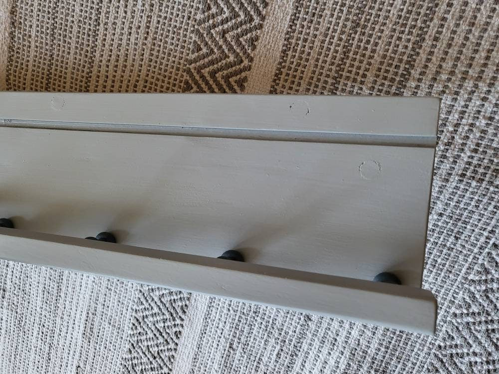 Vintage Pine Wood Wall Rack with Shelf Mantle