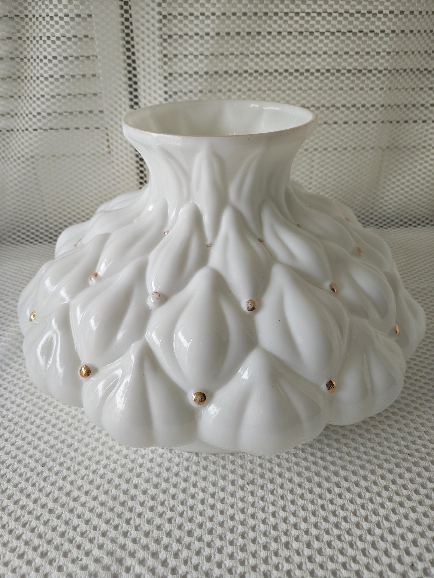 Vintage Quilted Glass Hurricane Lamp Shade