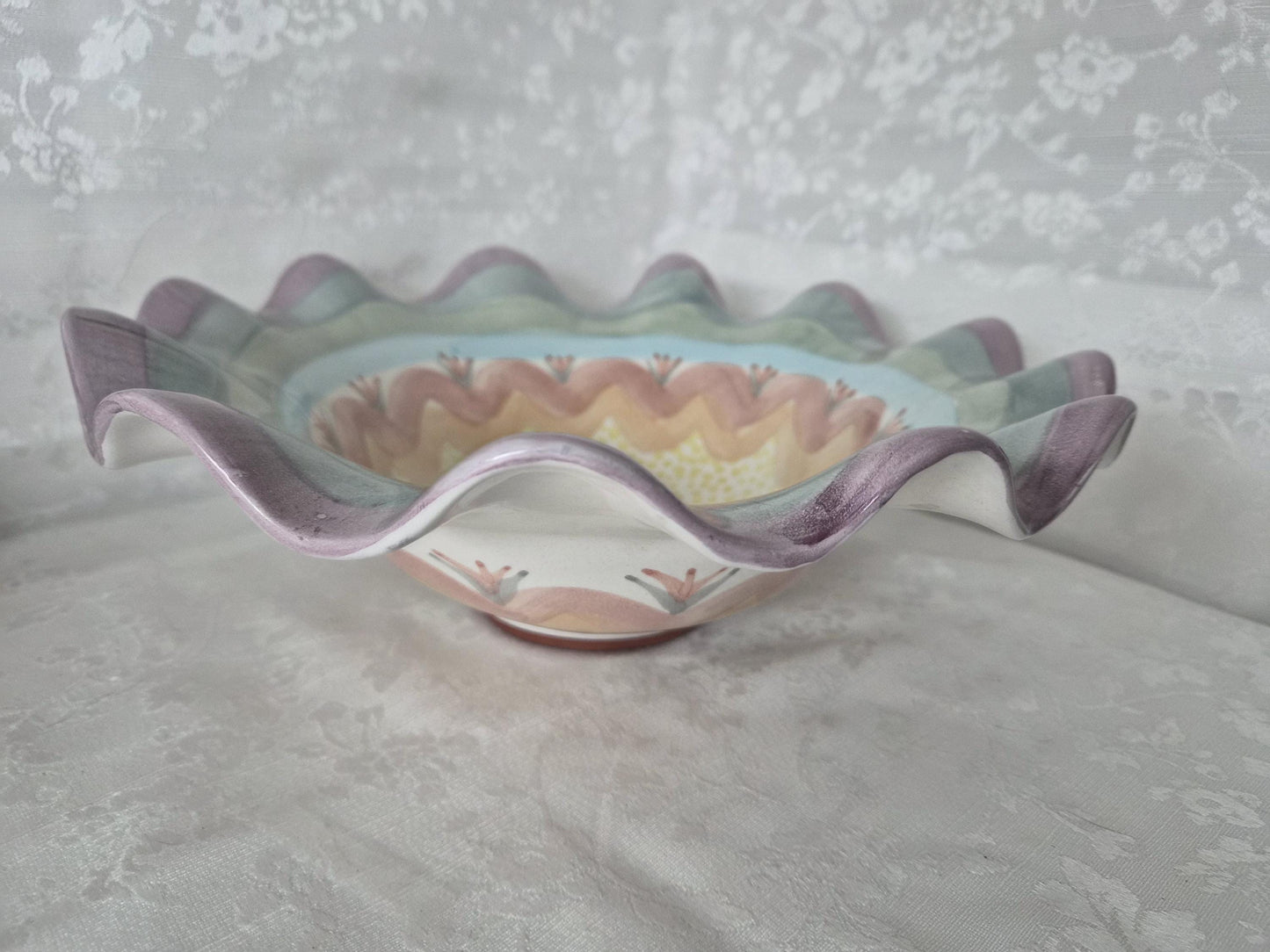 Vintage Mackenzie-Childs Brittany Ruffled Bowl