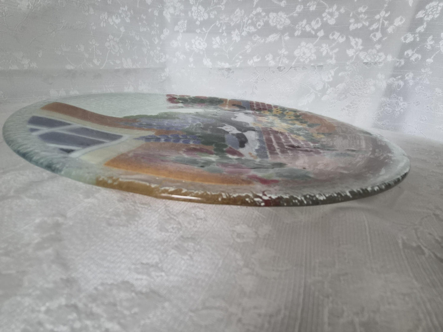 Cat Motif Fused Art Glass Plate - Peggy Karr
