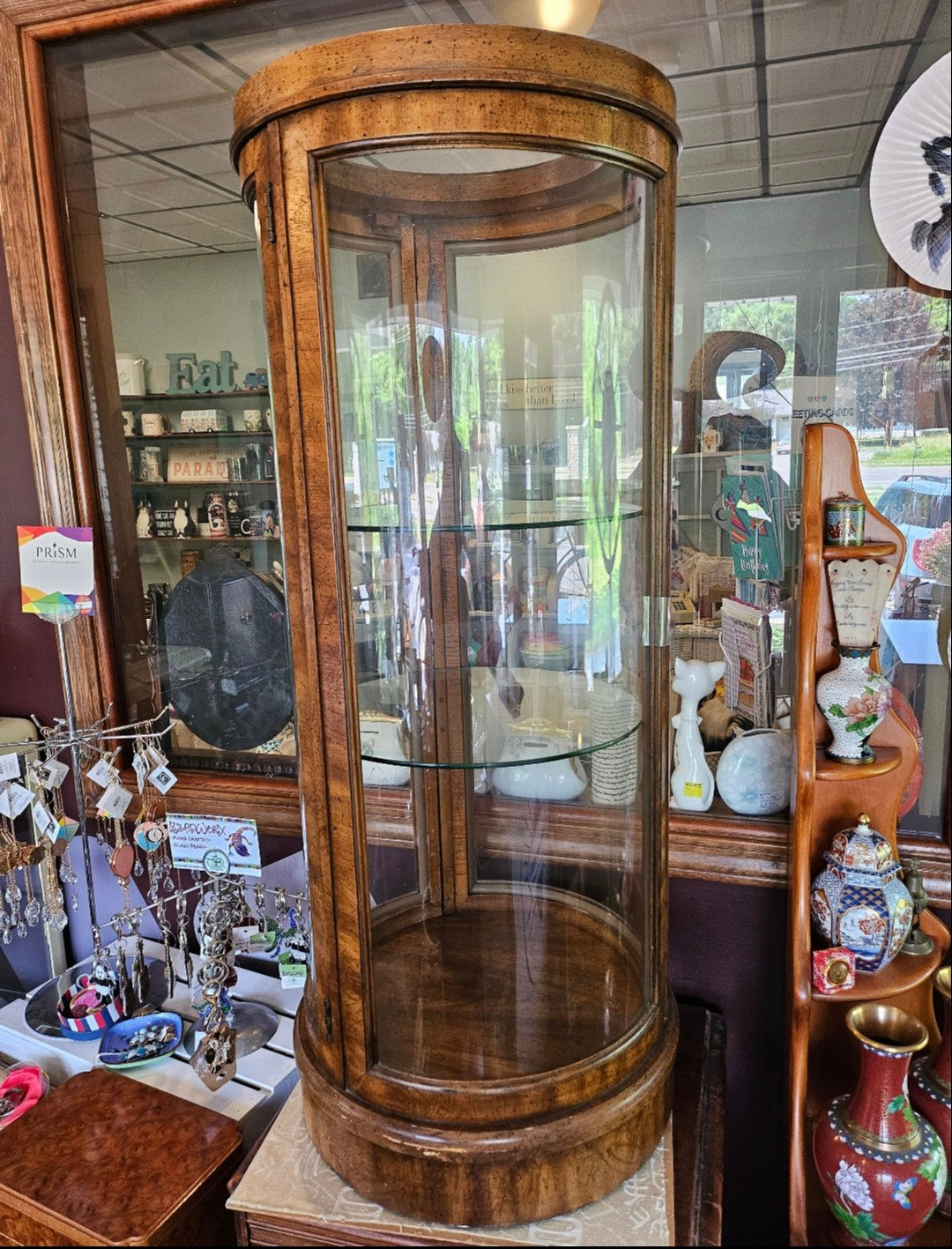 Weiman Curved Glass Curio Cabinet - Local Pickup Only in East Aurora, NY