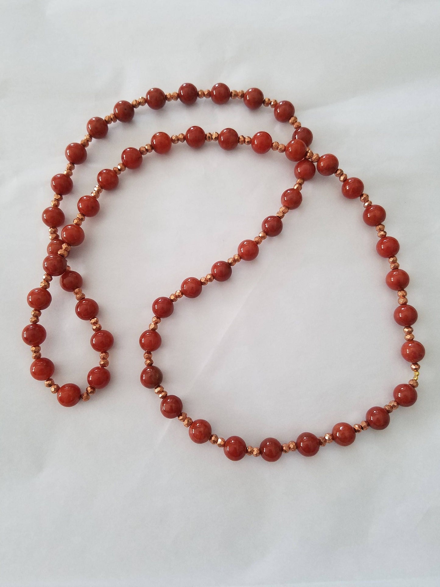 Estate Jade and Copper Continuous Necklace