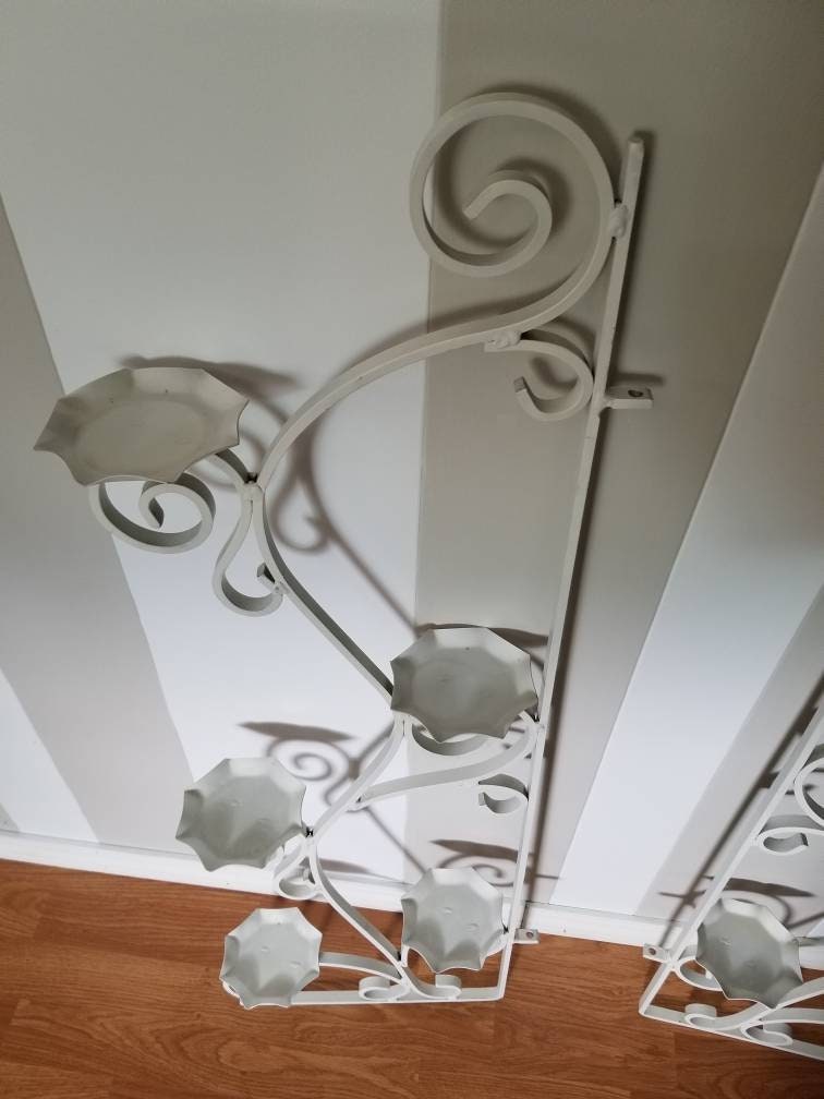 Vintage White Shutter-like Candle Sconces