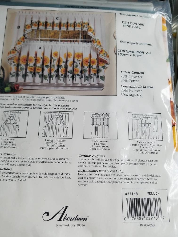 Vintage Aberdeen Sunflower Tier Curtain