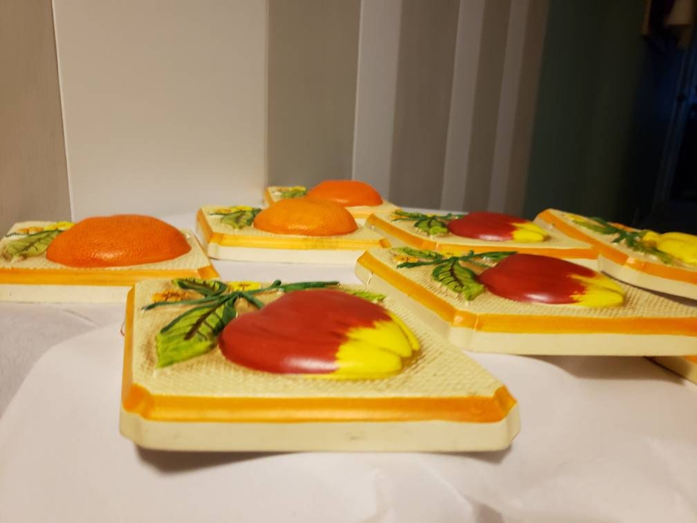 Vintage Fruit Chalkware Kitchen Wall Decor