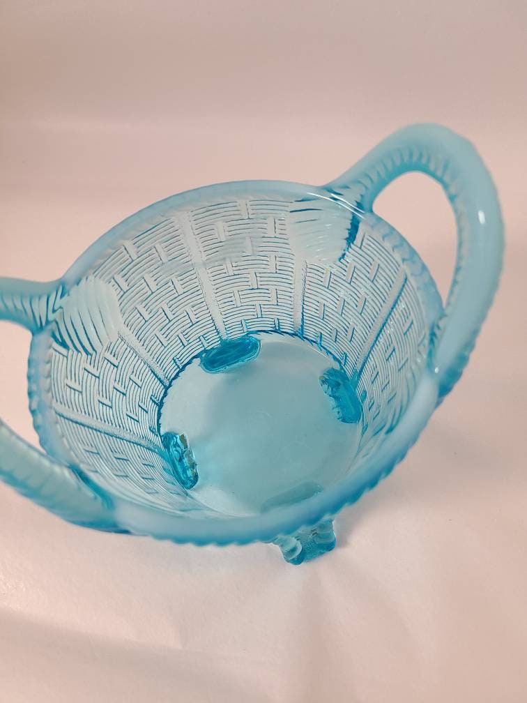 Northwood Blue Basket Vase