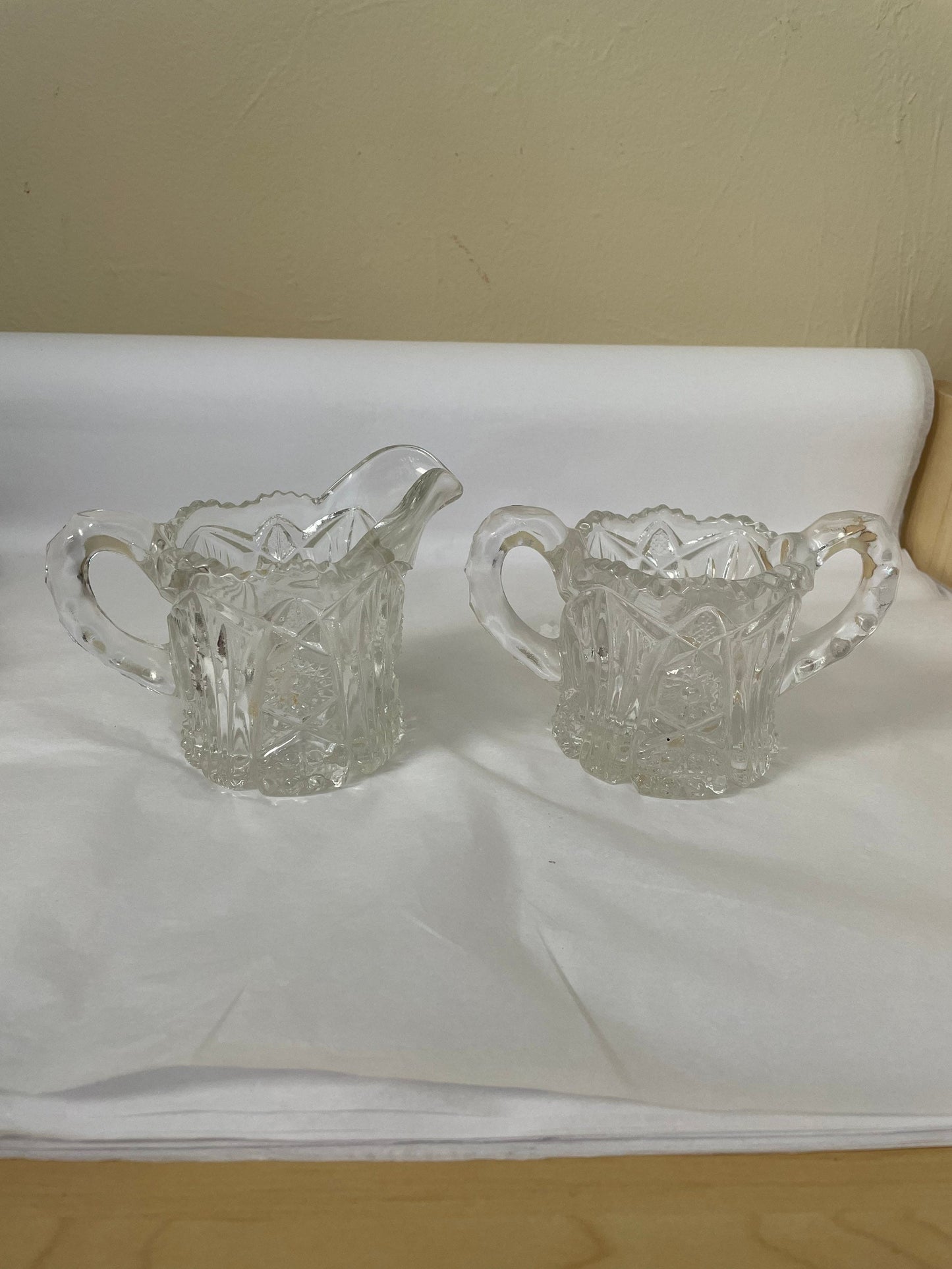 Imperial Cut Glass Creamer and Sugar