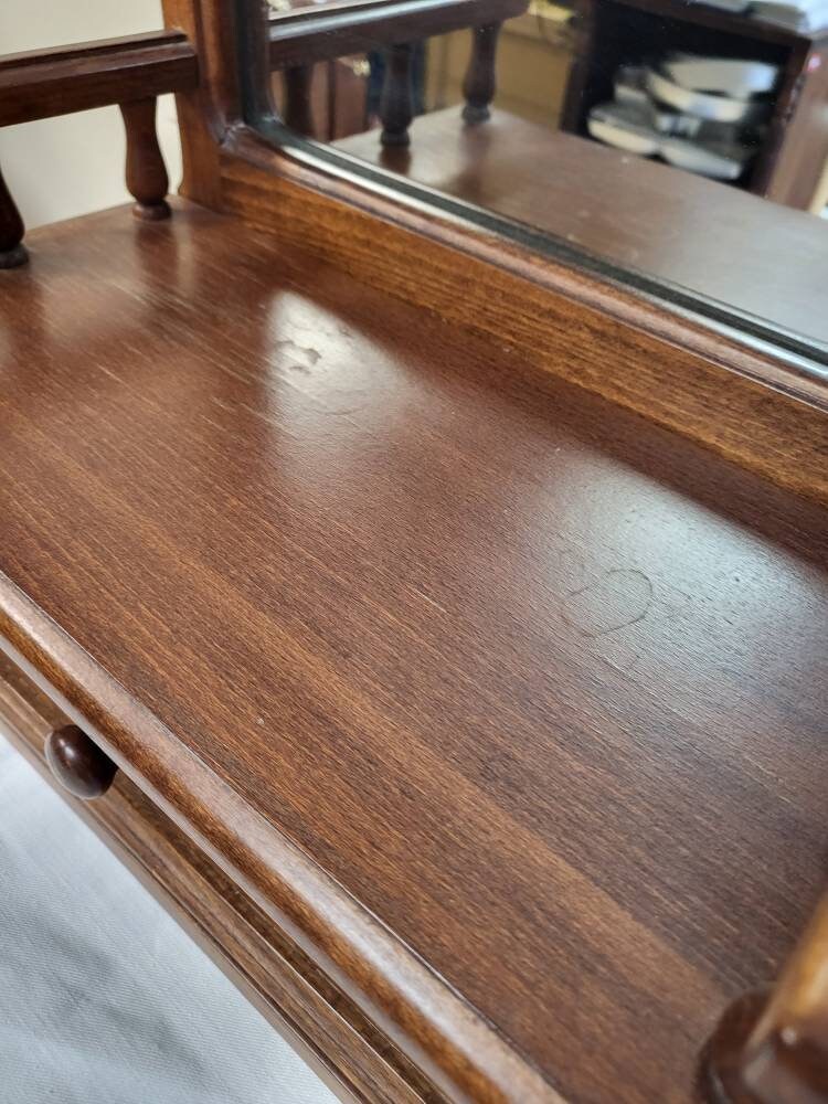 Vintage Wood Shaving Makeup Mirror