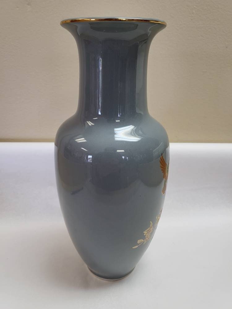 Vintage Floral Oriental Handpainted Vase - Japan