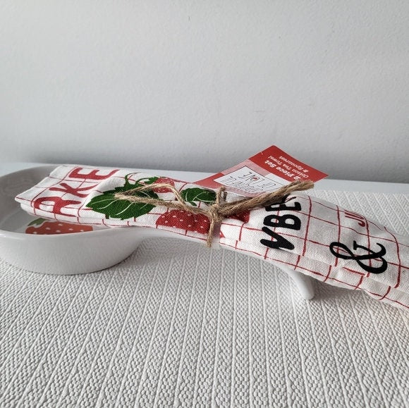 Strawberry Spoon Rest and Tea Towel Set