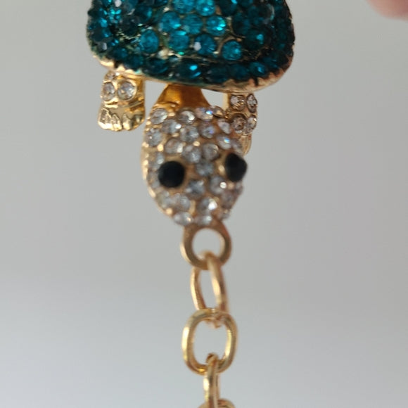 Blue Rhinestoned Turtle Key Fob