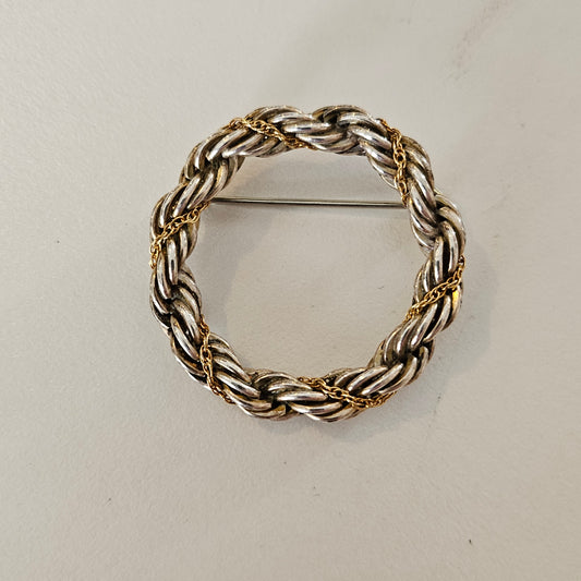 Tiffany & Co. Twisted Circle Brooch Silver and 18K