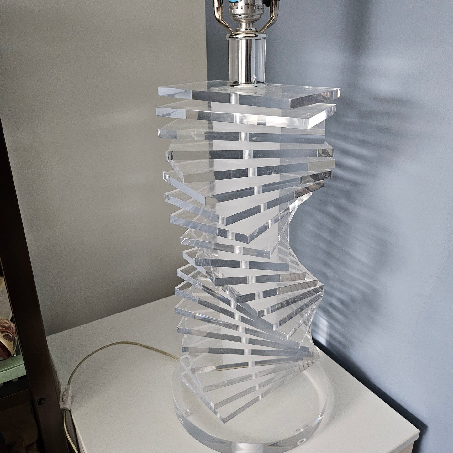 Vintage Lucite Helix Table Lamp