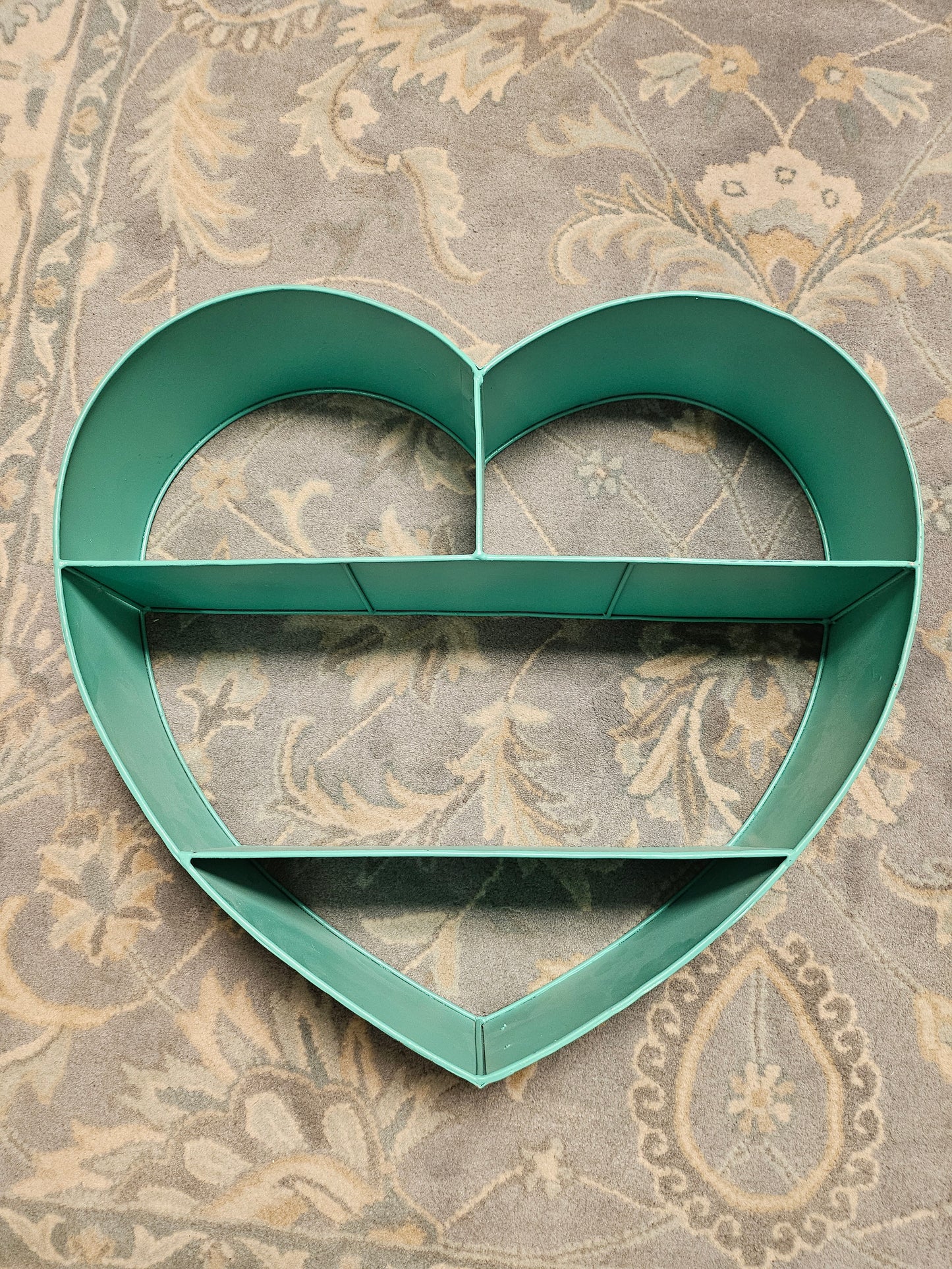 Vintage Aqua Metal Heart Shelf