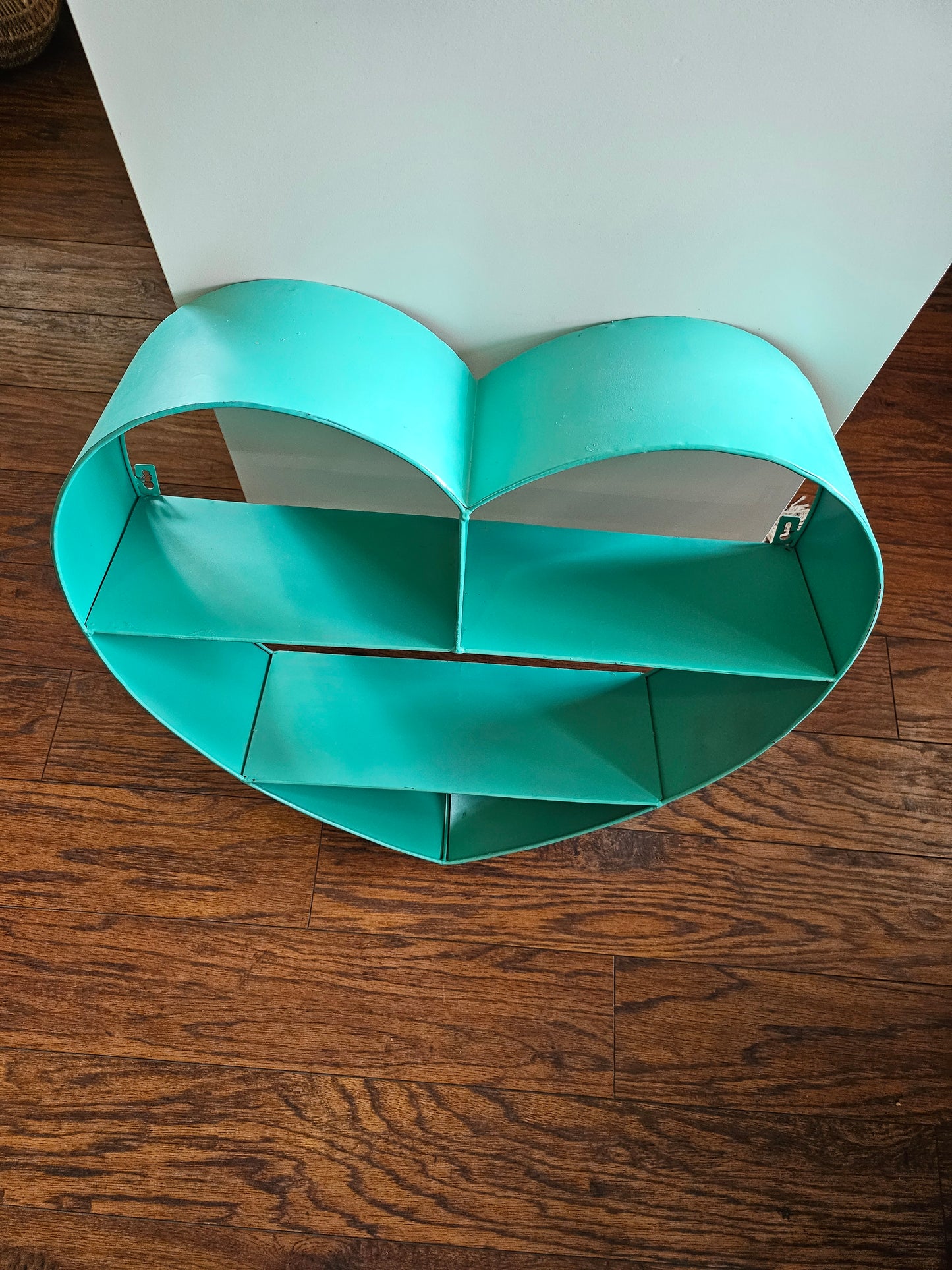 Vintage Aqua Metal Heart Shelf