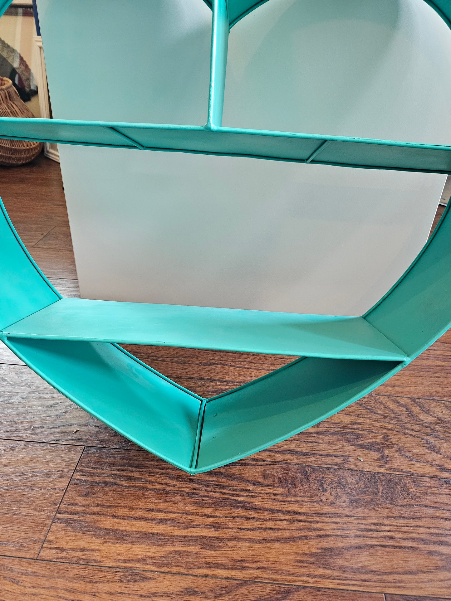 Vintage Aqua Metal Heart Shelf