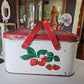 Vintage Strawberry Picnic Basket Tin