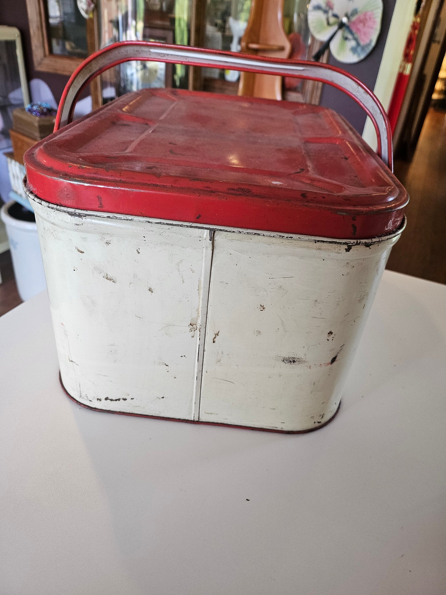 Vintage Strawberry Picnic Basket Tin