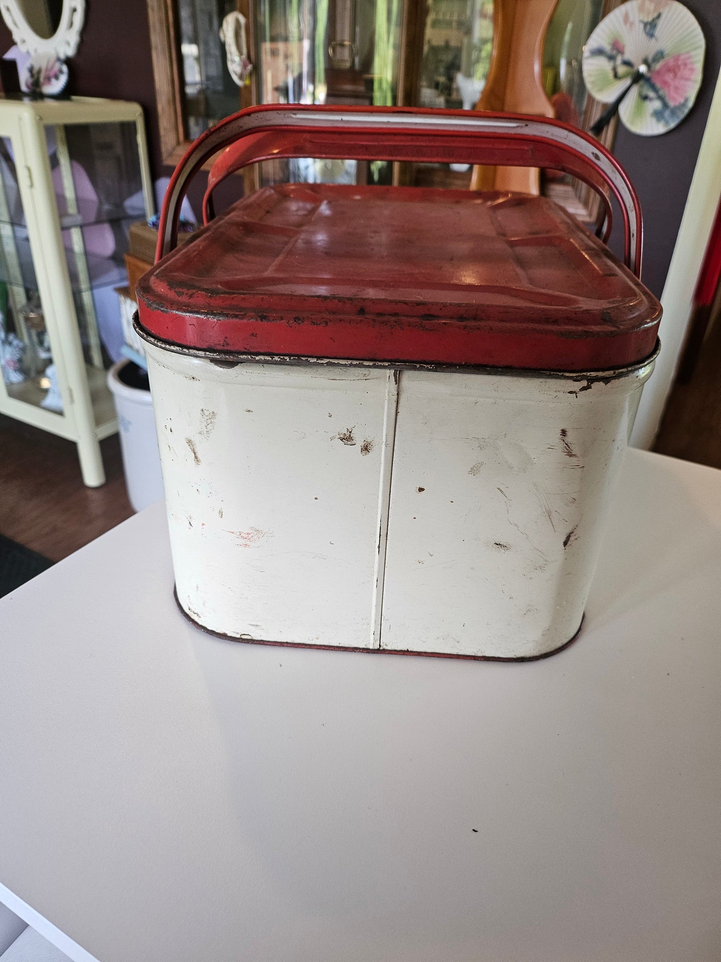 Vintage Strawberry Picnic Basket Tin