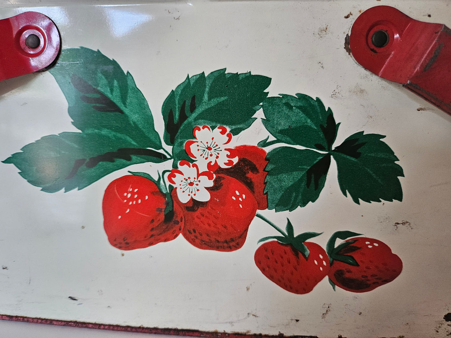 Vintage Strawberry Picnic Basket Tin