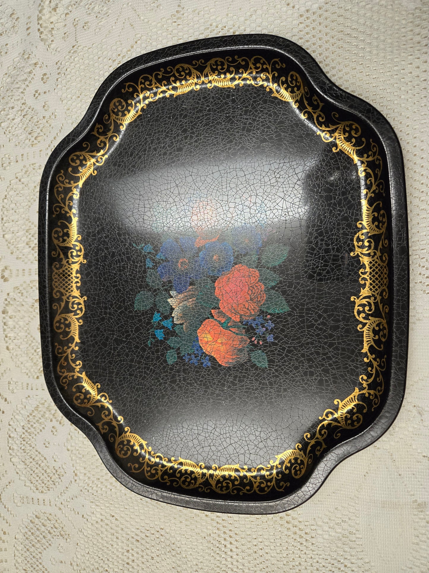 Floral Toleware English Tray