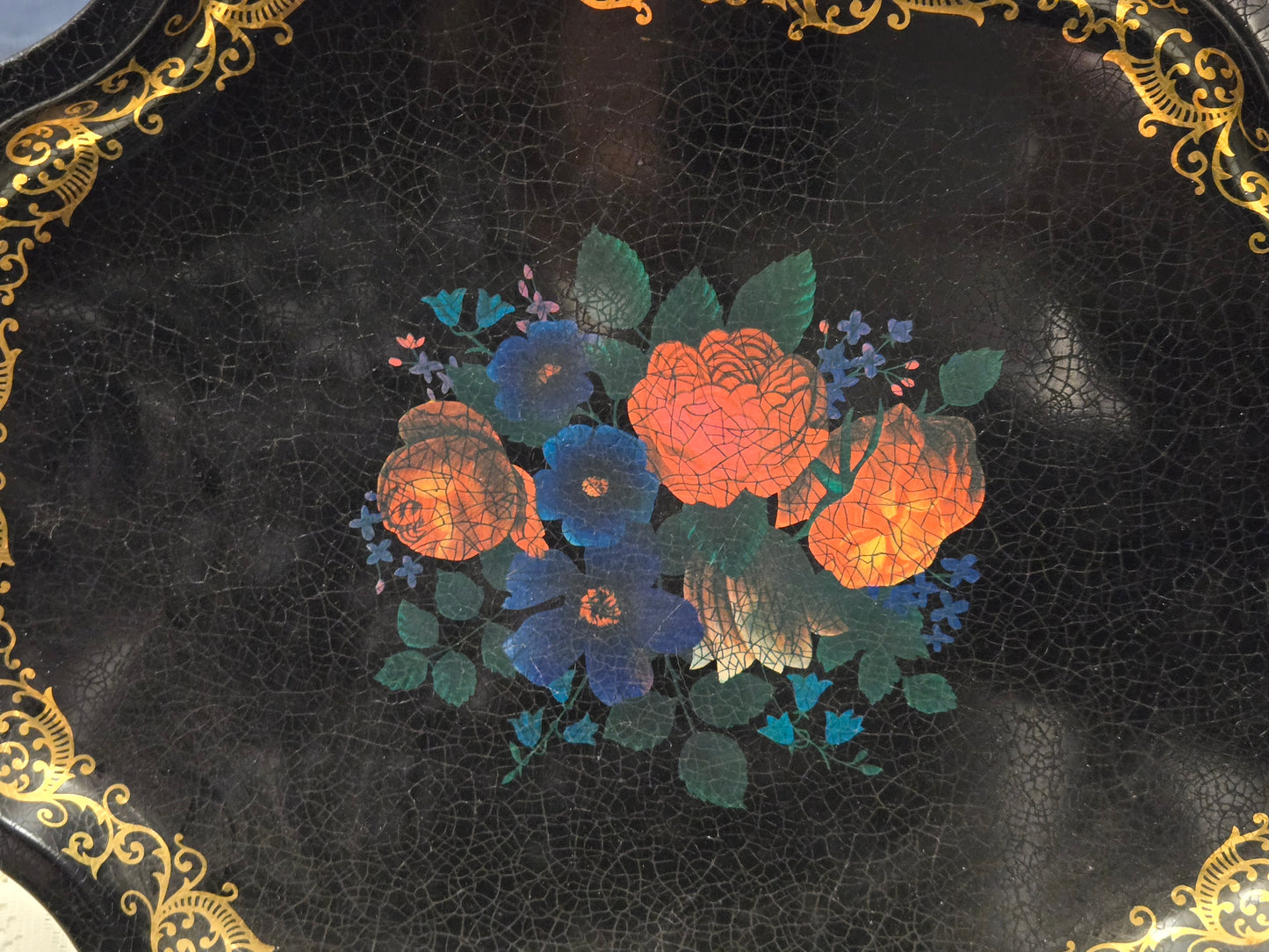 Floral Toleware English Tray