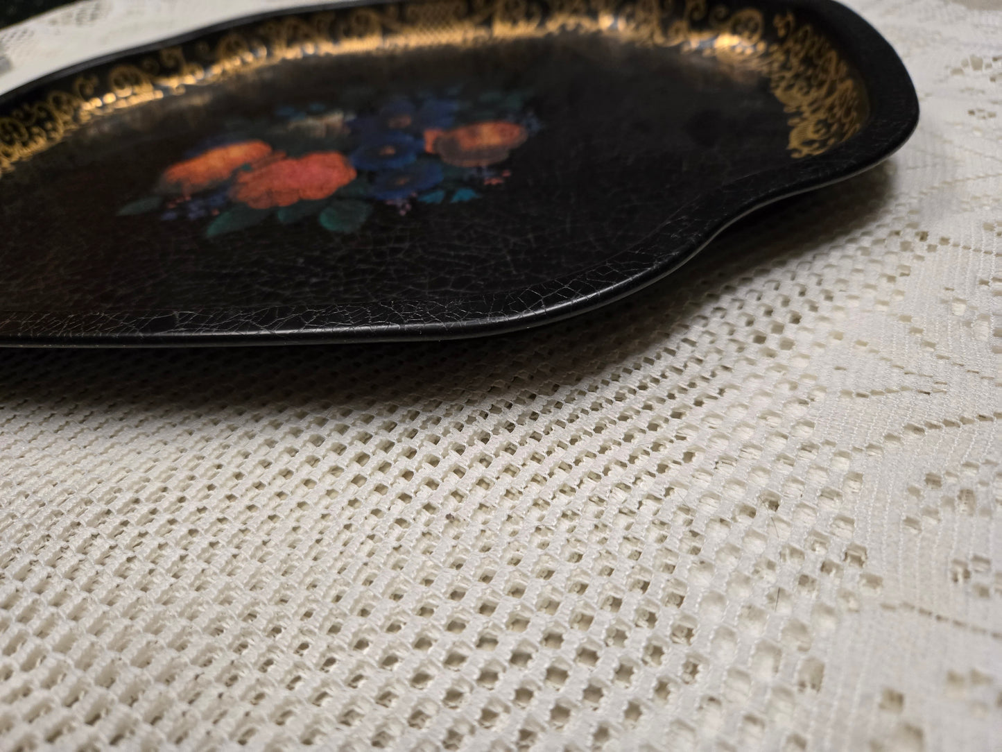 Floral Toleware English Tray