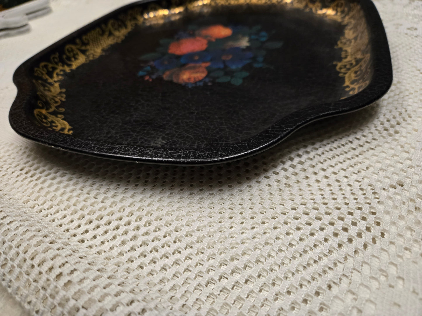 Floral Toleware English Tray